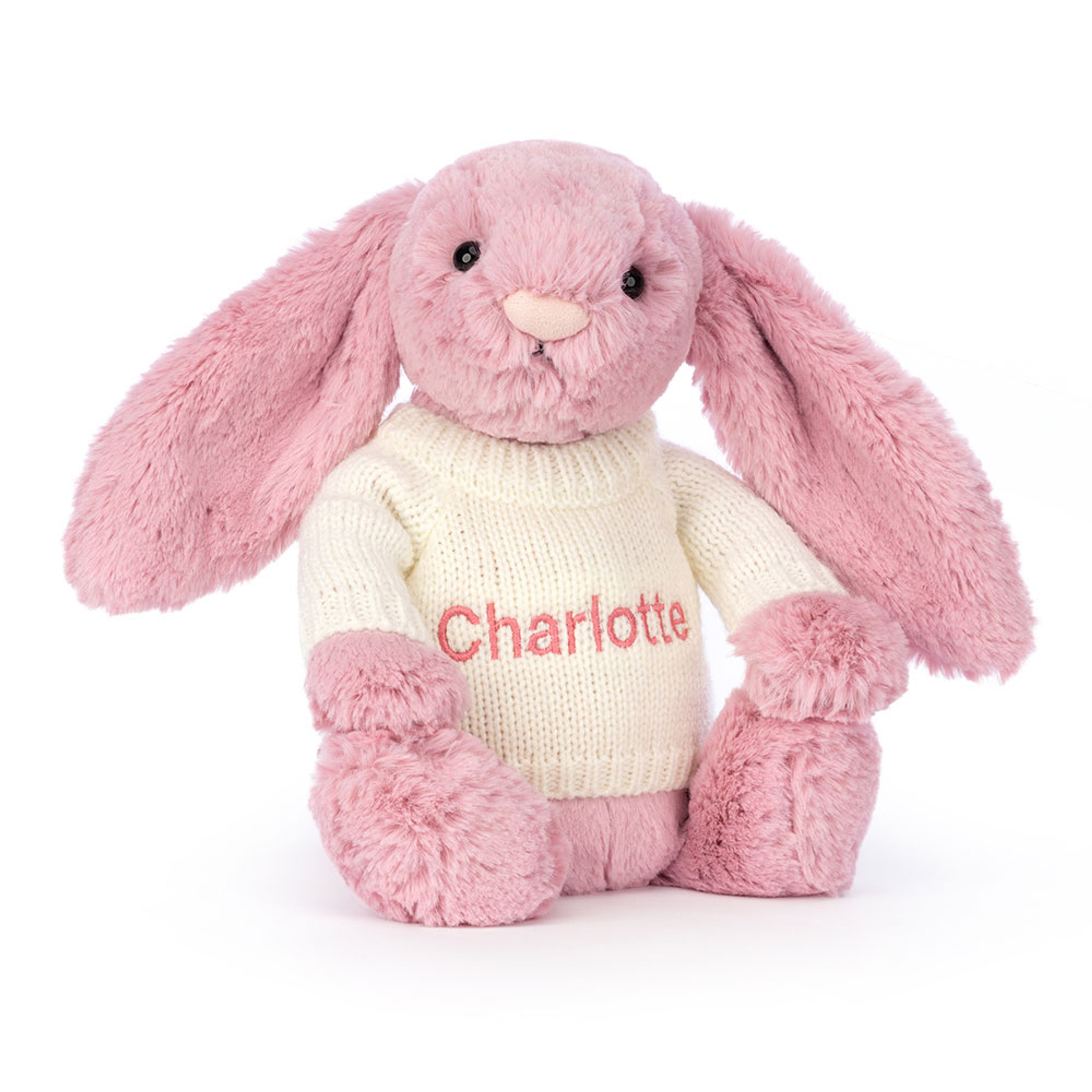 Bashful Tulip Pink Bunny with Personalized Cream Jumper