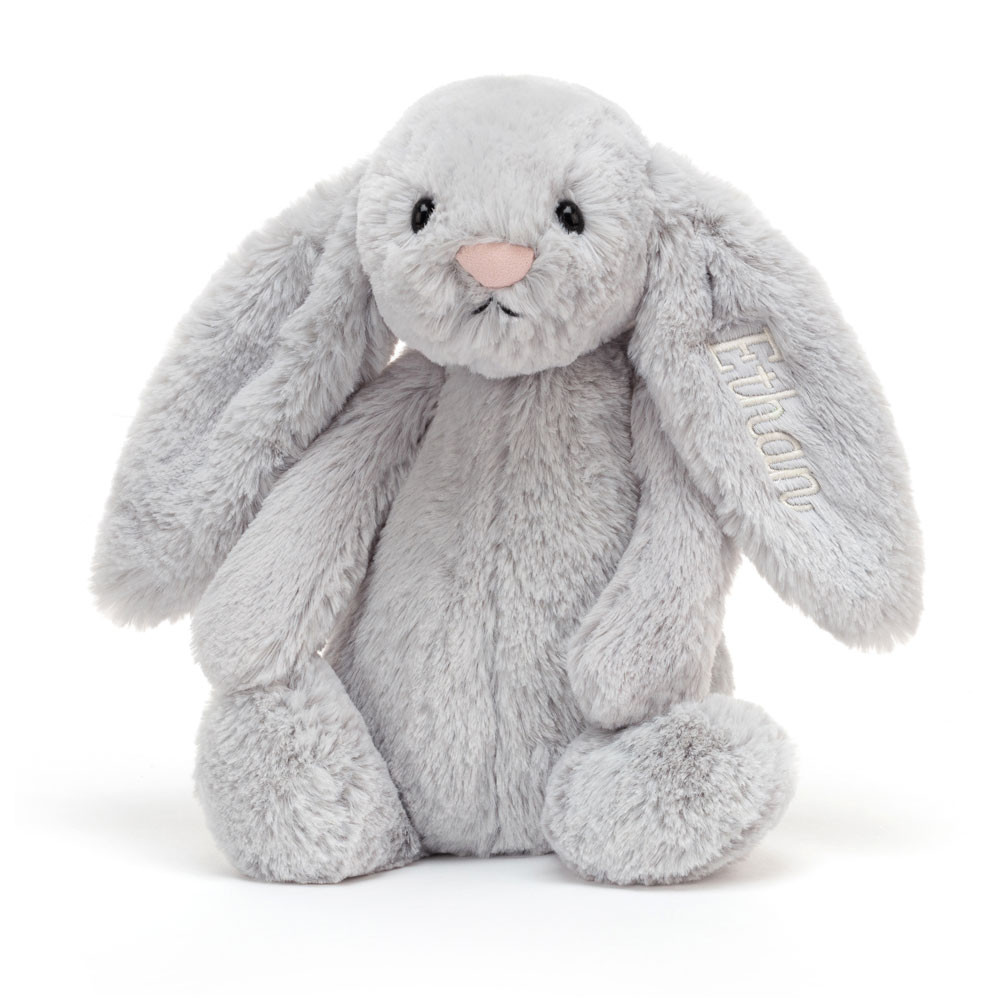 Personalized Bashful Silver Bunny Medium